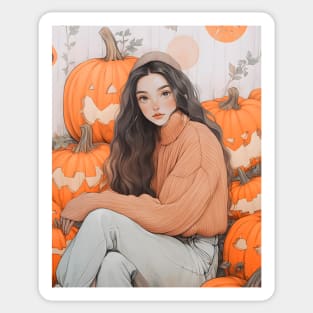 Halloween Pumpkin Girl Sticker